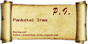 Pankotai Irma névjegykártya